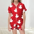 thumbnail image 2 of Ensemble de Pyjama Classique en Satin pour Filles, Imprimé Abeille, Manches Courtes, Haut et Short, Pyjama Rouge Bébé 2 Ans-3 Ans, 2 of 4