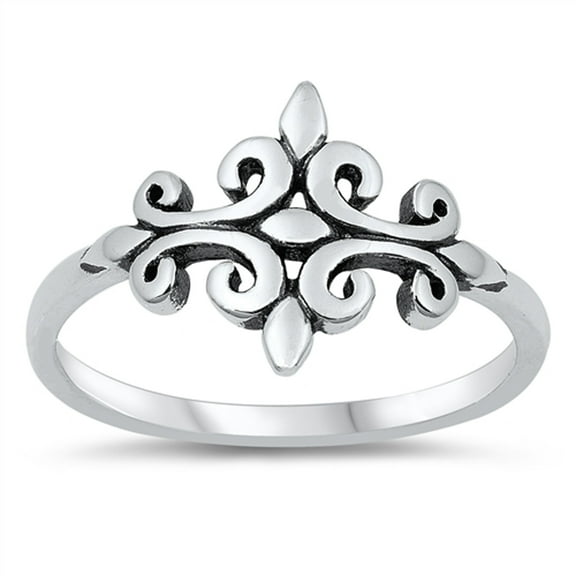 Celtic Fleur De Lis Filigree Dainty Ring 925 Sterling Silver Band Jewelry Female Male Unisex Size 9