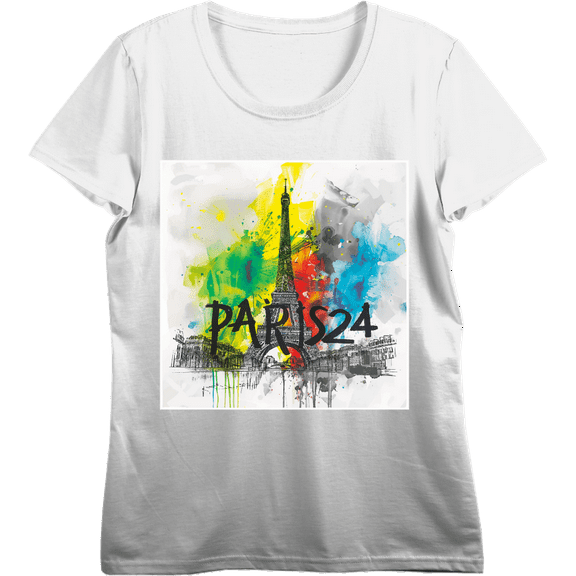 Eiffel Tower Women's Crew Neck Short Sleeve Crop Tee