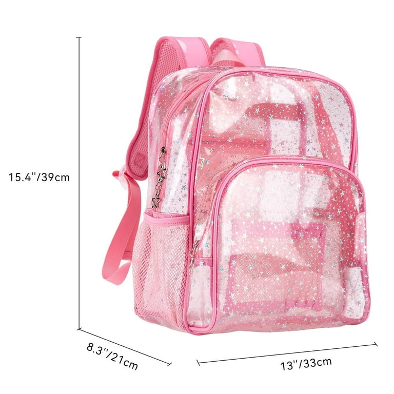 Glitter Pink Clear Backpack - Kawaii Cute School Supplies for Girls u0026 Women  - Walmart.com