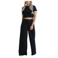 thumbnail image 2 of Idoravan Women Sets Clothing Clearance Womens Solid Color Pocket Lace Up Pants Sweatpants Tank Top Set, 2 of 9