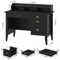 thumbnail image 3 of Homfa Black Computer Desk with Monitor Stand, 47in Wide Office Desk with Storage, Modern Executive Desk with File Drawers for Home & Study, 3 of 7
