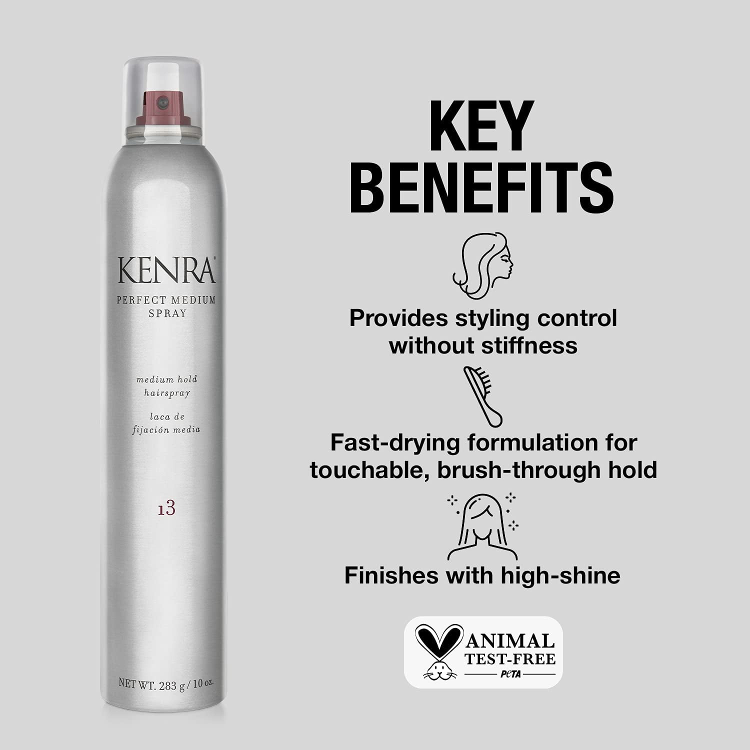 Kenra Perfect Medium Hairspray 13, Medium Hold Styling Spray, 10 oz