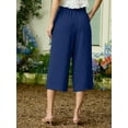 thumbnail image 6 of Cueply Capri Pants for Women Casual Loose Cropped Pants Summer Wide Leg Palazzo Capris with Drawstring Pockets, 6 of 7