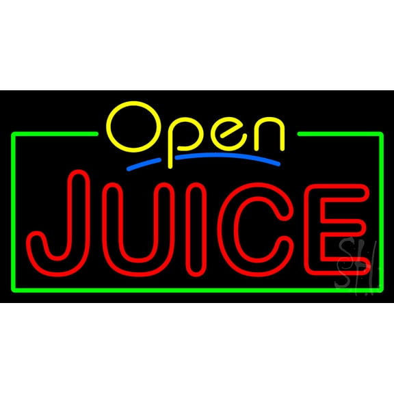 Yellow Open Double Stroke Juice LED Neon Sign 13 x 24 - inches, Black Square Cut Acrylic Backing, with Dimmer - Bright and Premium built indoor LED Neon Sign for Defence Force.