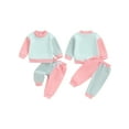 thumbnail image 2 of Elippeo Baby Pants Set 6 12 18 24 Months 3 Years Contrast Color Long Sleeve Crew Neck Sweatshirt with Sweatpants 2-piece Outfit for Girls Boys, 2 of 9