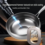 Titanium Hammered Pan with Lid, Thickened Multi-Layer Stock Pot, Titanium Wok Pan, Scratch-Resistant Non Stick Titanium Frying Pans, Even Heating for Cooking,11.02in/lid