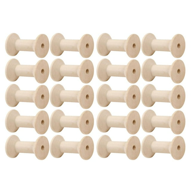 Abbracc 20pcs Wooden Bobbins Thread Spools Sewing Wire Storage DIY Accessory 48x31mm