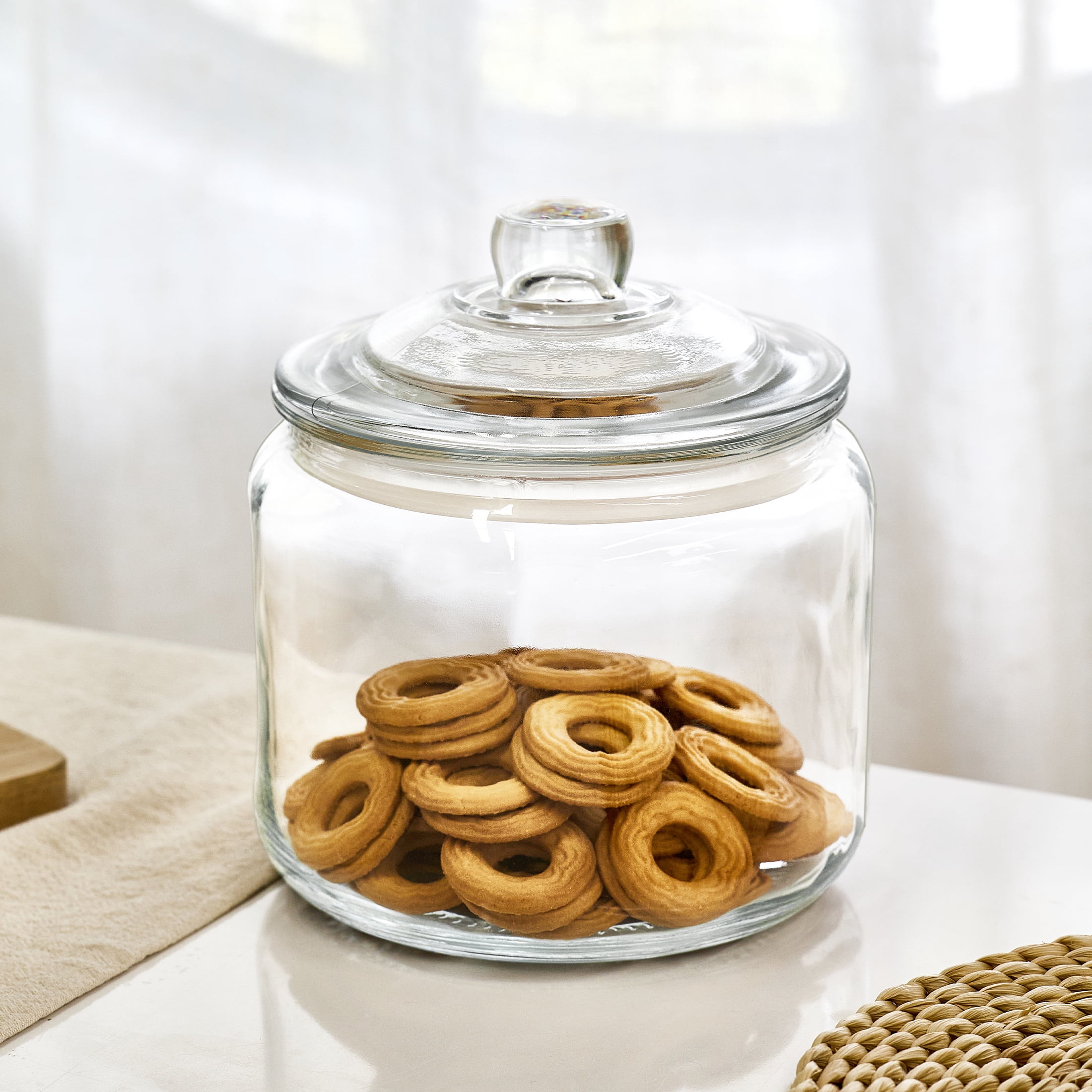 Mainstays Clear Glass Storage Jar with Lid, 3 Quarts