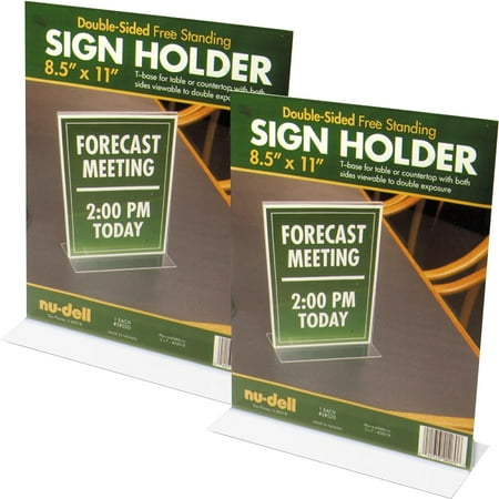 Standing Sign Holders - (2 Pack) Nu-Dell T-shape Acrylic Frame Standing Sign Holder