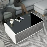 Smart Coffee Table, Living Room Table with Built in Fridge,15W Wireless Charging, USB Chargers and Speakers (White) - Walmart.com