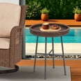 thumbnail image 3 of Abble Indoor Outdoor Side Tables, Wicker Small Round Metal End Table, Weather Resistant Rattan Accent Table for Patio, Yard, Balcony, Dark Brown, 3 of 7