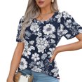 thumbnail image 4 of Bcresic 2026 Summer Women Floral Print Tunic Tops Front Pleated Shirts Round Neck Pullover Shirt Short Sleeve Blouse Trendy Spring Outfits,A01-Multicolor,Large, 4 of 6