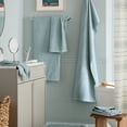 thumbnail image 3 of TOWN & COUNTRY EVERYDAY 6-Piece Textured Windowpane Set, 2-Bath Towels, 2-Hand Towels, 2-Washcloths, 100% Cotton, Plush & Absorbent 550GSM, Aqua Blue, 3 of 8