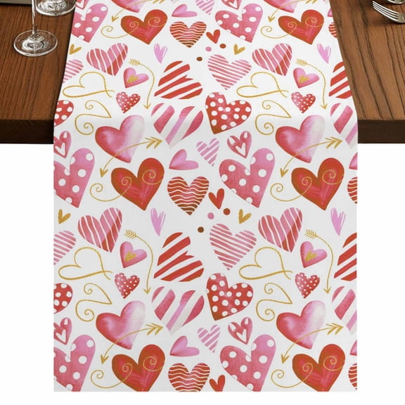 Table Runners 108 Inches Long Dress Scarves, Valentine's Day Farmhouse Coffee/Dining/Kitchen Table Runner for Living Room, Colorful Heart Love Modern Minimalist 13x108 Inch