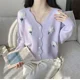 thumbnail image 3 of Cardigan Sweater Dulce Y Elegante Con Adorno Floral, 3 of 7