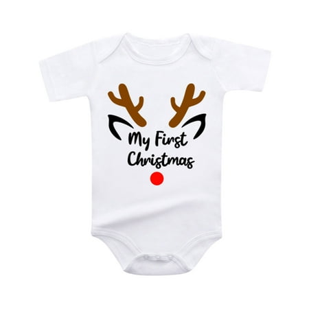 

Dr.Eam Newborn Bodysuits Infant Boys Girls Short Sleeve Christmas Cartoon Letter Print Romper Bodysuit Newborn Fall Clothes Onesies Outerwear Black 3 M-6 M