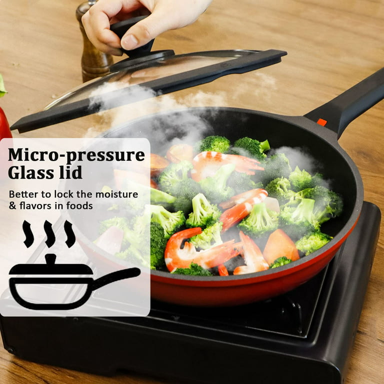 Nonstick Fry Pan with Detachable Handle and Glass Lid - 11