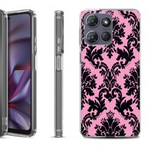 Shockproof Protective Phone Case for Motorola Moto G 5G 2025, by OneToughShield - Victorian Pink/Black