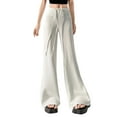 thumbnail image 4 of Fiaer,Womens Yoga Loose Fit Low Rise Long Pants,Women's Lounge Wide Leg Trousers,Ladies Solid Color Casual Trendy Running Joggers with Pocket White XL, 4 of 4