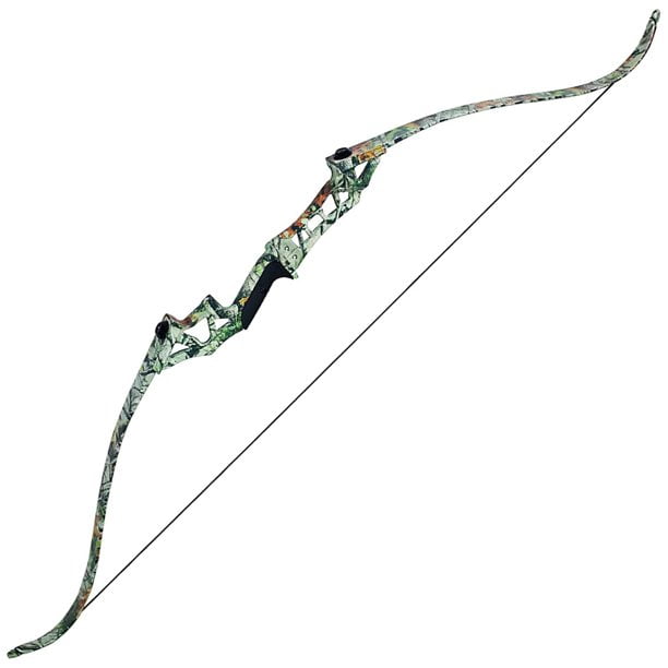60" 45lbs Camo Metal Riser Recurve Bow for Outdoor Hunting Archery Competition Shooting Right Hand Adult Takedown Long Bow