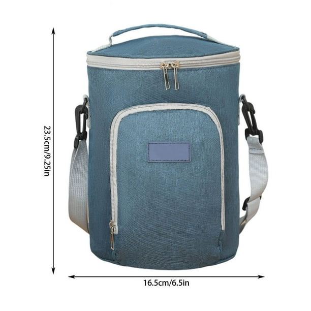 Bolsa bento portátil redonda, lonchera para estudiantes, bolsa con cierre diagonal, bolsa aislante para picnic, bolsa de hielo, bolsa de almacenamiento con cubo aislante.