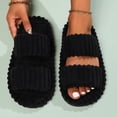 thumbnail image 4 of TFEOQRY Womens Open Toe Slide Slippers with Dual-Strap Corduroy Memory Foam Soft Comfy Home Shoes, 4 of 5