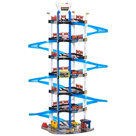 Qaba 7-Level Car Parking Garage Toy Dual Race Tracks Car Ramp Set Toddler