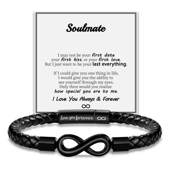 To My Soulmate Bracelet, Gifts for Husband Boys Men Inspirational Bracelet for Birthday Confirmation Boyfriend Gifts