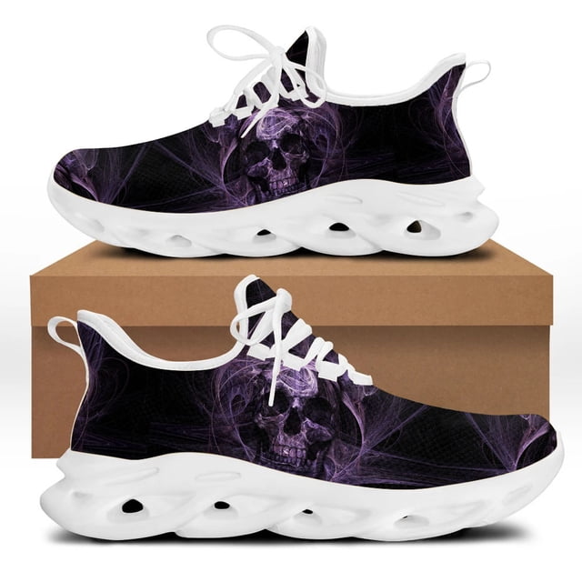 Zapatos planos de primavera para hombre, diseño de calavera punk, zapatillas informales para hombre, calzado con cordones para caminar de verano para niños