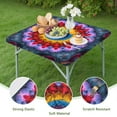 thumbnail image 4 of Colorful Tie Dye Floral Mandala Pattern Square Fitted Tablecloth with Elastic Edge,Square Table Cover,Washable Elastic Table Cover for Home Kitchen Party Decor 34"x34", 4 of 6