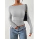 thumbnail image 3 of Remera PRETTYGARDEN Otoño 2025 con Frunces Laterales Crop Top Gris Talle S, 3 of 8