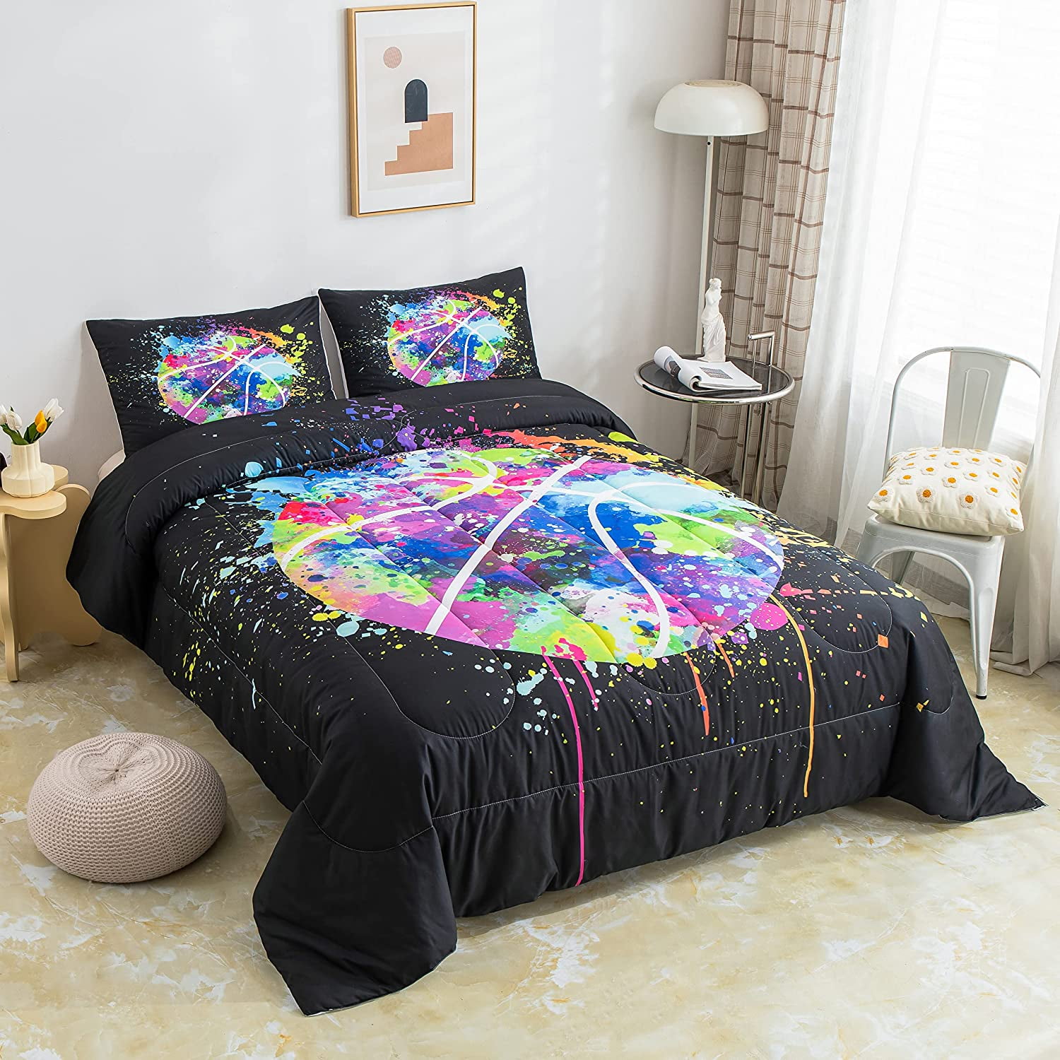  Wild Cartoon Crow Comforter Set Twin Size 2 Pcs Watercolor  Animals Natural Plants Decor Comforter for Kids Teens Gothic Style Vintage  Brown Black Plaid Bedding Set with 1 Pillowcase+1 Comforter 