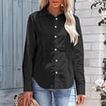 thumbnail image 4 of LOVZFMLL Women's Tops Solid Color Casual Essential Everyday Versatile Work Button Down Shirt, Going Out Tops V-Neck Long Sleeve Relaxed Fit Blouse Fall Outfits for Women 2025, 4 of 9