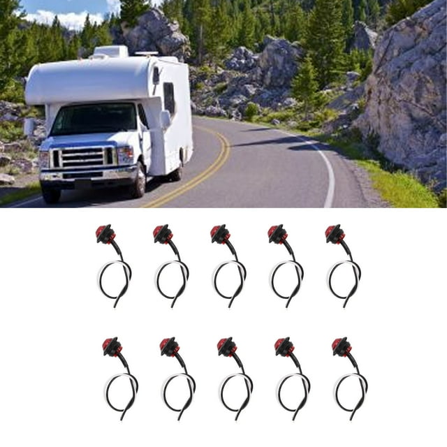 LED Side Marker Light, 10pcs Side Marker Light 3LED IP68 Waterproof Round Clearance Indicator Taillight Universal