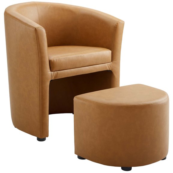 Modway Divulge Armchair and Ottoman in Tan