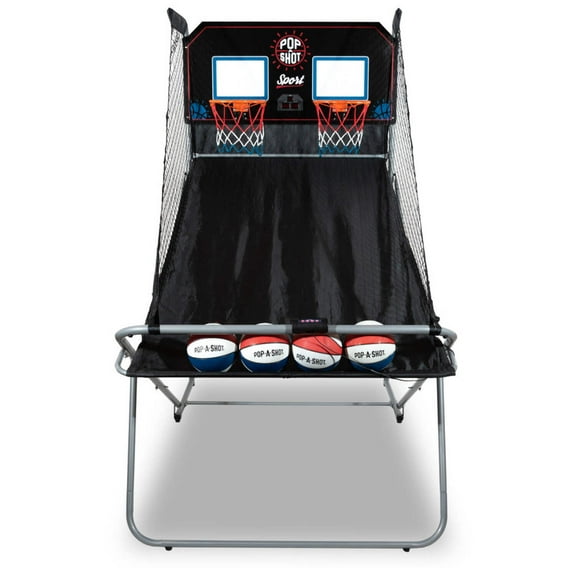 Pop-A-Shot Official Dual Shot Sport Arcade Basketball Game - Black - 81 Inches Tall - 10 Game Modes - Foldable - 4 Basketballs