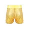 thumbnail image 2 of MSemis Kids Girls Shiny Sequins Shorts Elastic Waist Hip Hop Jazz Dance Bottoms Gold 3-4, 2 of 5