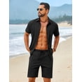 thumbnail image 4 of COOFANDY Men' 2 Piece Summer Outfits Short Sleeve Casual Beach Button Down Shirts and Shorts Vacation Cotton Sets, 4 of 6