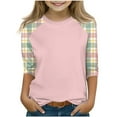 thumbnail image 2 of Cowsor Clothes for Teen Girls Raglan 3/4 Sleeve Beach Shirts Round Neck Fall Tops Flowy Clothes Color Block, 2 of 7
