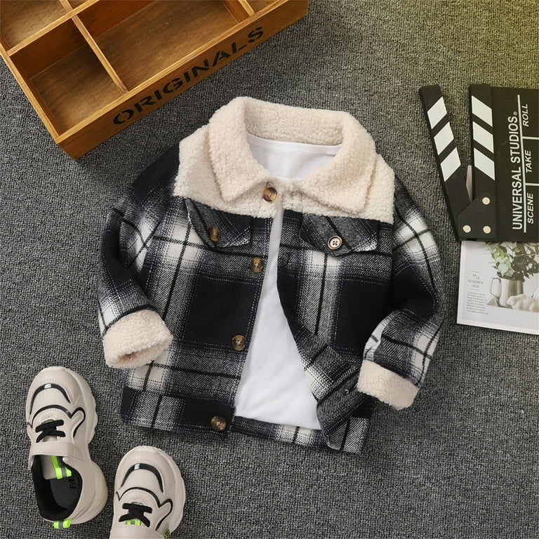Coat 5t Boys Girls Shirt Jacket 5t Coat Plaid Long Sleeve Youth Raiders Jacket Lapel Button Down Winter Winter Coats Shirt Coat Outwear Winter Jackets Walmart