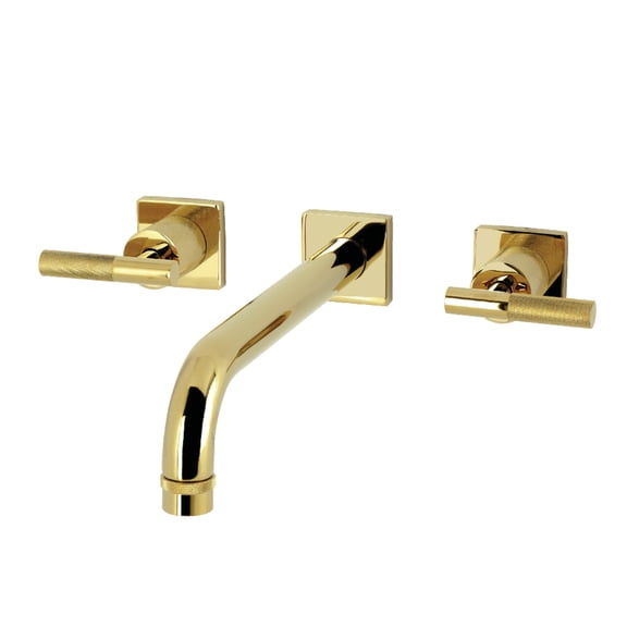 Kingston Brass KS6022KNL Convergent Two-Handle Wall Mount Roman Tub Faucet with Knurled Handle, Polished Brass