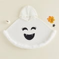 thumbnail image 3 of Halloween Hooded Poncho for Kids Fluffy Pumpkin Face Hooded Poncho (White), 3 of 7