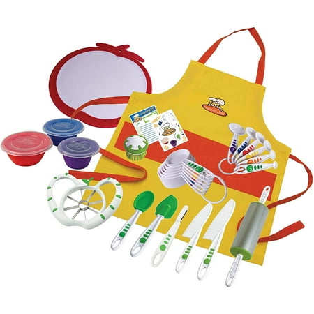 Curious Chef 25pc Kitchen Basics Set  Real Cooking for Kids  Kids Apron and Cooking Tools