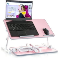Husband Pillow - Lap Desk Pink Wood Small Top - Fits Up to 17" Laptop - with Dual Cushion, Wrist Rest & Built-in Mouse Pad, Portable Laptop Stand for Bed, Multifunctional Slot for Tablet, Pen & Phone