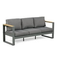 thumbnail image 4 of Aoodor 3-Seater Patio Aluminum Sofa Set, Deep Seat Metal Outdoor Couch with Thick All-Weather Cushions, Grey Conversation Furniture, 4 of 9