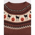 thumbnail image 3 of Cogild Sweaters for Women Halloween Sweater Fair Isle Knit Black Cat Pumpkin Crew Neck Pullover Fall Top, 3 of 9