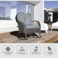 thumbnail image 4 of Outsunny Outdoor Rocking Chair with Seat and Back Cushion, Outdoor PE Rattan Garden Chair with Curved Armrests, for Porch, Backyard, Poolside, Grey, 4 of 10