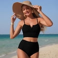 thumbnail image 7 of Women High Waisted Bikini Sets Ruched Tummy Control Swimsuits V-Wire Two Piece Bathing Suit 2026 Black M, 7 of 7