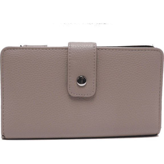 Women Bonded Genuine LEATHER Tab Clutch Fat Mundi WALLET RFID Ladies ID Card Slots Zippers t710l Tan